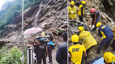 केदारनाथ यात्रा मार्ग पर भूस्खलन।