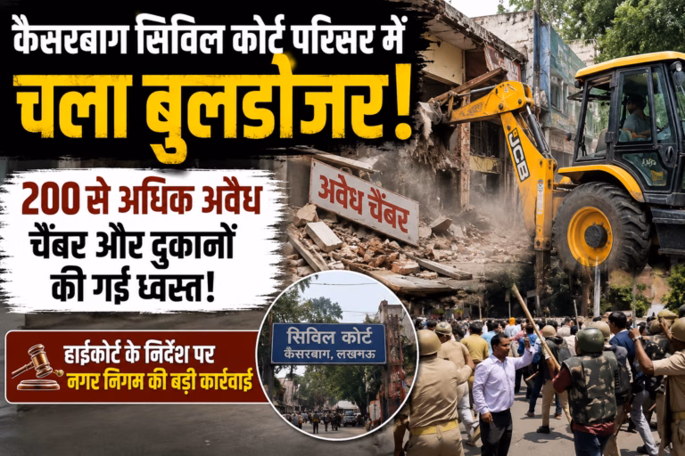 लखनऊ : कैसरबाग सिविल कोर्ट परिसर में चला बुलडोजर, 200 से अधिक अवैध चैंबर और दुकानें की गई ध्वस्त! लखनऊ : कैसरबाग सिविल कोर्ट परिसर में चला बुलडोजर, 200 से अधिक अवैध चैंबर और दुकानें की गई ध्वस्त!