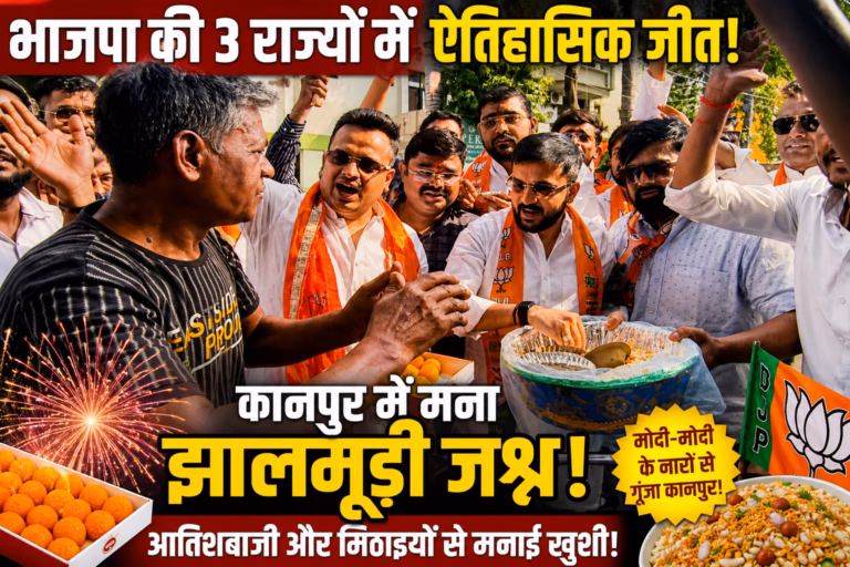 भाजपा की तीन राज्यों में ऐतिहासिक जीत पर कानपुर में मना झालमूड़ी जश्न, आतिशबाजी और मिठाइयों से मनाई खुशी! भाजपा की तीन राज्यों में ऐतिहासिक जीत पर कानपुर में मना झालमूड़ी जश्न, आतिशबाजी और मिठाइयों से मनाई खुशी!
