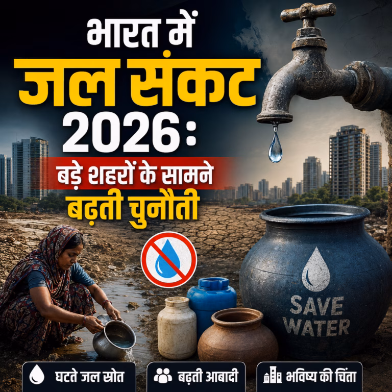 भारत में जल संकट 2026: बड़े शहरों के सामने बढ़ती चुनौती