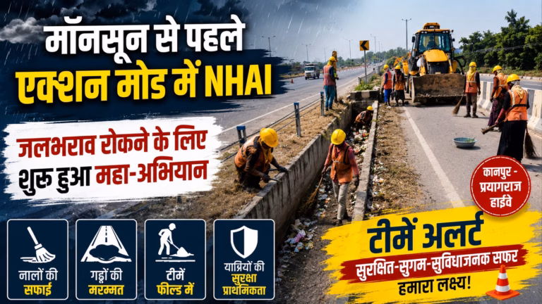 मॉनसून से पहले एक्शन मोड में NHAI: कानपुर-प्रयागराज हाईवे पर जलभराव रोकने के लिए शुरू हुआ महा-अभियान, टीमें अलर्ट मॉनसून से पहले एक्शन मोड में NHAI: कानपुर-प्रयागराज हाईवे पर जलभराव रोकने के लिए शुरू हुआ महा-अभियान, टीमें अलर्ट