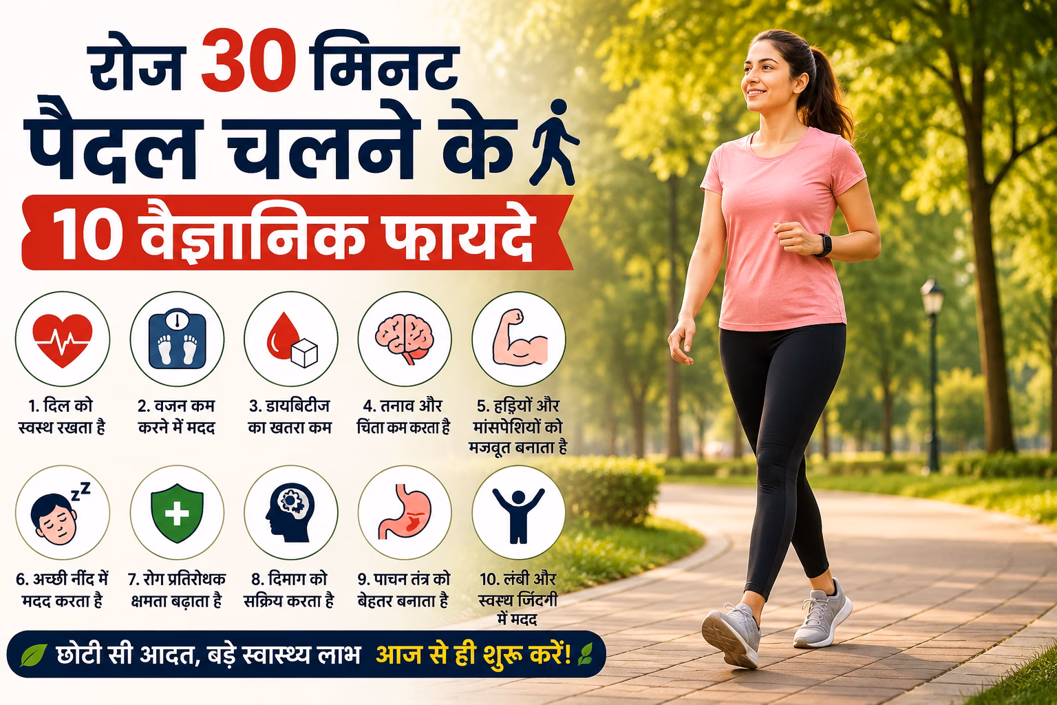 रोज 30 मिनट पैदल चलने के 10 वैज्ञानिक फायदे: स्वस्थ जीवन की सबसे आसान आदत
