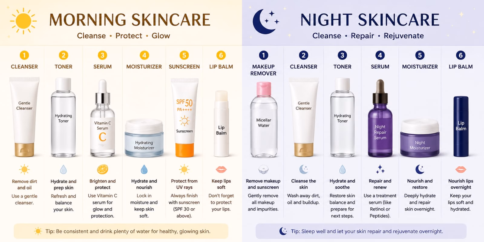 Morning and Night Skincare Routine: सुबह और रात की सही स्किनकेयर रूटीन अपनाकर पाएं ग्लोइंग त्वचा
