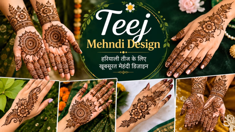 Teej Mehndi Design 2026: हरियाली तीज के लिए 25 खूबसूरत और लेटेस्ट मेहंदी डिज़ाइन Teej Mehndi Design : Beautiful Teej Mehndi Design 2026 with floral and traditional patterns on front hand