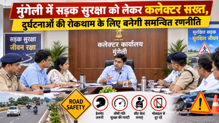 मुंगेली में सड़क सुरक्षा को लेकर कलेक्टर सख्त, दुर्घटनाओं की रोकथाम के लिए बनेगी समन्वित रणनीति मुंगेली सड़क सुरक्षा : मुंगेली में सड़क सुरक्षा समिति की बैठक